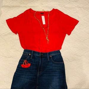 Bold Red Ann Taylor Blouse, Large